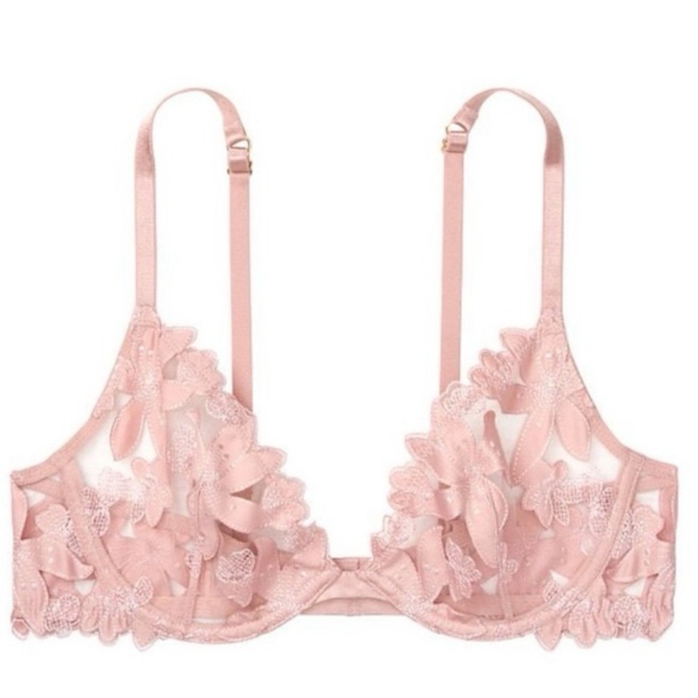 victoria’s secret pink/muave floral mesh bra